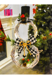 Guirlande de rotin de bonhomme de neige de décoration suspendue de Noël menée