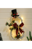 Lighted Christmas Decoration Cute Snowman Shape Wreath Dark Red