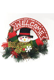 Cute Snowman Christmas Pine Rattan Wreath Oliver Green