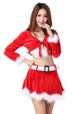 Sexy Red Cool Long Sleeve Pleuche Santa Costume Women