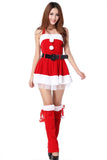 Red Pretty Ladies Christmas Halter Pleuche Santa Costume