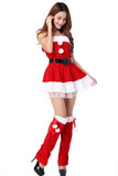 Red Pretty Ladies Christmas Halter Pleuche Santa Costume