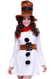White Funny Womens Long Sleeve Dress Christmas Snowman Costume