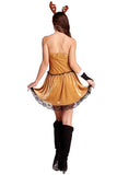 Women Sexy Lace Up Tube Christmas Reindeer Costume