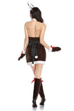 Coffee Women Straps Pleated Skater Dress Christmas Reindeer Costume
