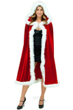 Red Classic Ladies Hooded Cloak Christmas Santa Costume