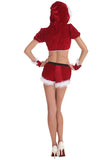 Womens Sexy Short Sleeve Crop Top Santa Costume de Noël Rouge