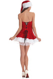 Womens Sexy Lace Up Off Shoulder Santa Costumes Red