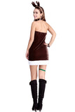 Costume de Noël de renne à épaules dénudées pour femme Châtaigne