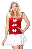 Womens Adult Sleeveless Hooded Bowknot Christmas Santa Costume Red