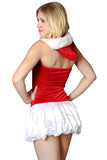 Womens Adult Sleeveless Hooded Bowknot Christmas Santa Costume Red