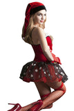 Femmes Sexy Bretelles Spaghetti Bowknot Maille Noël Santa Costume Rouge