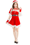 Red Off Shoulder With Tippet Waistbelt Dress Christmas Santa Costume