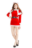 Womens Long Sleeve Cosplay Dress Santa Claus Christmas Costume Red