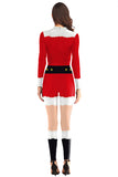 Fancy Adult Christmas Santa Bodysuit Costume Red