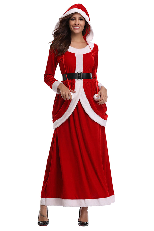 Fancy Miss Santa Christmas Costume Dress For Women Red