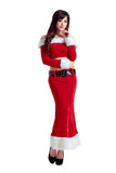 Sexy Off Shoulder Fur Trim Christmas Santa Costume Red