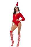 Sexy Père Noël Body Costume De Noël Pour Les Femmes Rouge