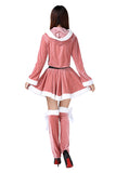 Joli Garniture De Fourrure À Capuche Costume De Noël Du Père Noël Rose