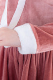 Joli Garniture De Fourrure À Capuche Costume De Noël Du Père Noël Rose