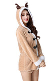 Costume de renne de Noël bouton corne mignon pour femme Kaki