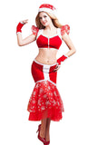 Fancy Mesh Patchwork Santa Claus Christmas Costume Red