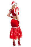 Fantaisie Maille Patchwork Père Noël Costume De Noël Rouge