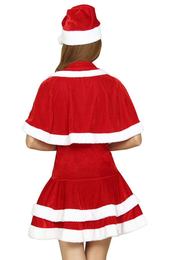 Fantaisie Mignon Garniture De Fourrure Costume De Père Noël Pour Les Femmes Rouge