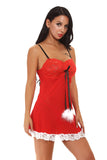 Sexy Spaghetti Straps Lace Babydoll Christmas Lingerie Red