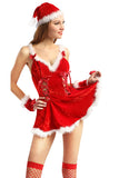 Sexy Lace Up Mini Santa Dress Christmas Costume For Women Red