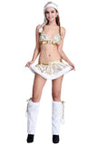 Sexy Adult Striped Christmas Snowman Costume Gold