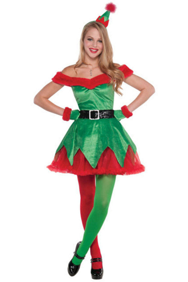 Deluxe Santa Elf Outfit Womens Christmas Outfit Green