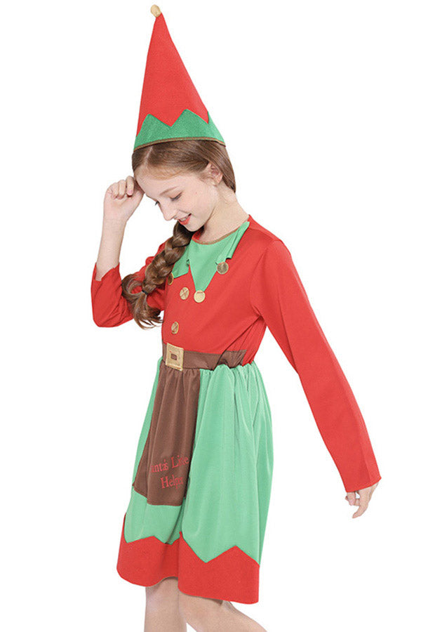 Costume d'elfe mignon pour enfants robe de Santa Helper vert