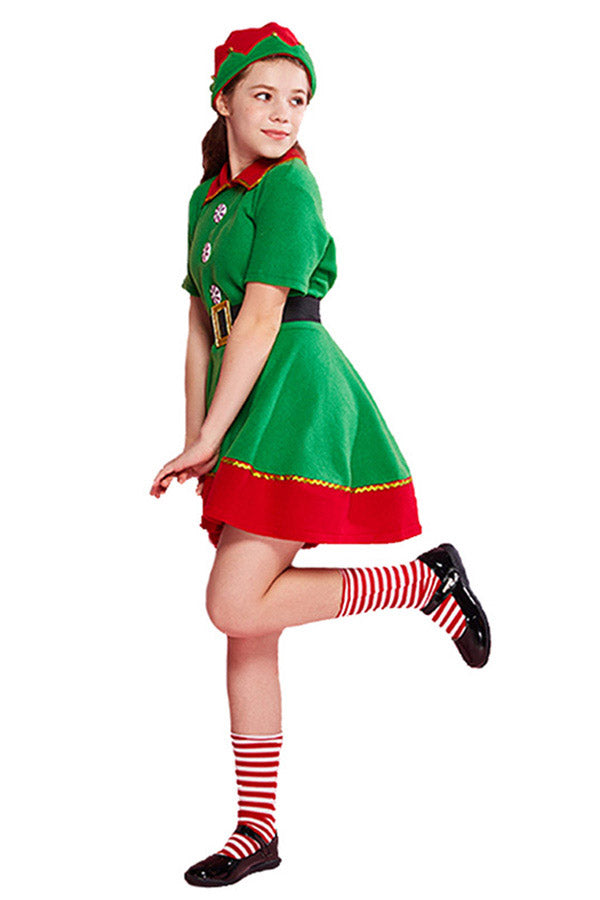 Costume d'elfe de Noël pour filles tenue d'elfe verte