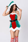 Sexy Santa Helper Christmas Costume Green