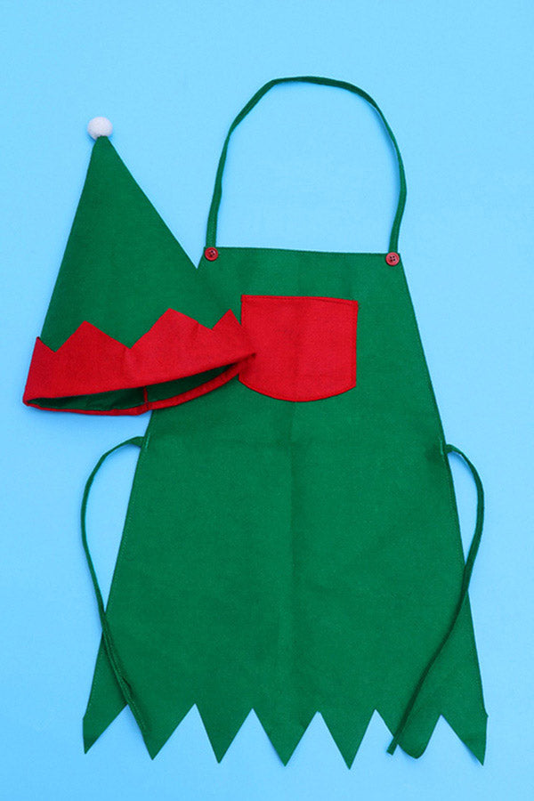 Funny Christmas Elf Apron Suit Green