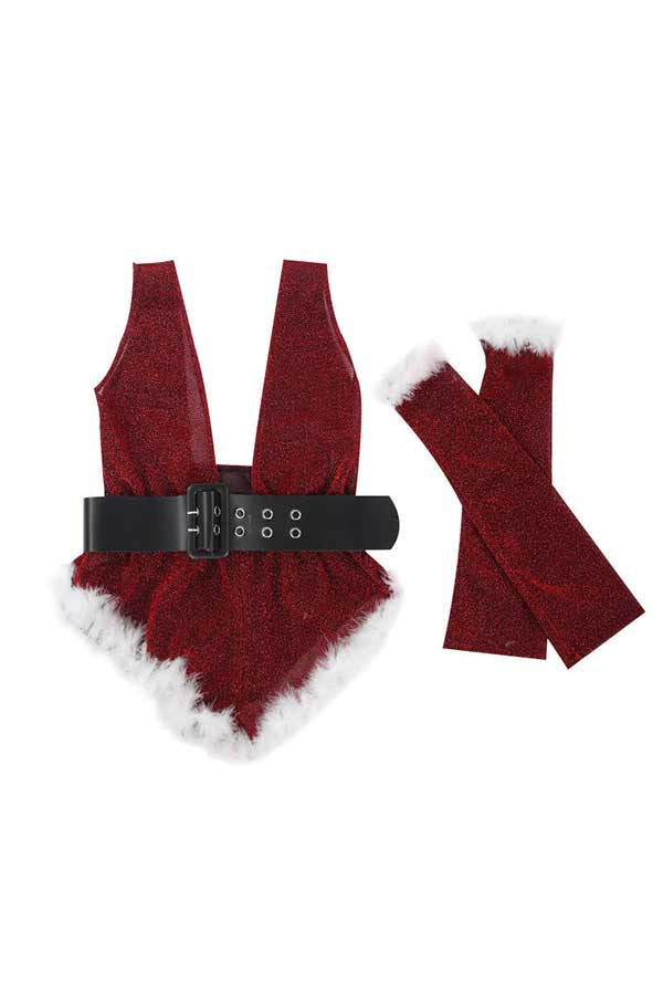 Sexy Mrs Claus Lingerie Christmas Glitter Teddy