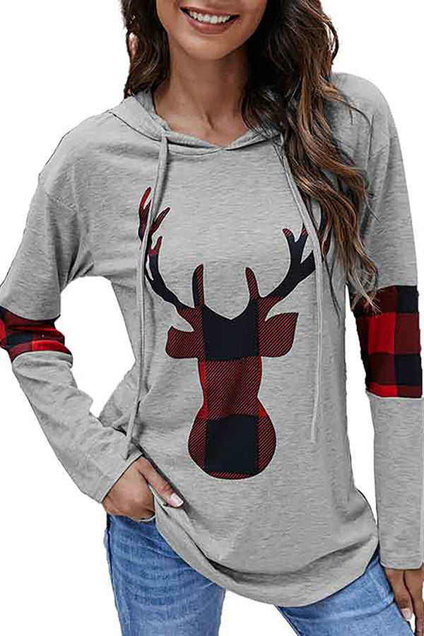 Reindeer Plaid Christmas Hoodies Sweatshirts