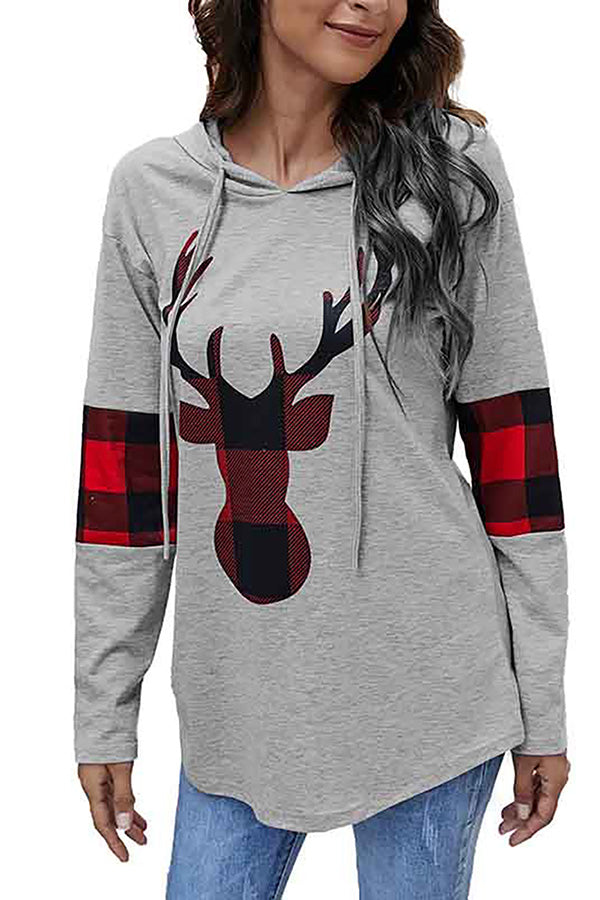 Reindeer Plaid Christmas Hoodies Sweatshirts