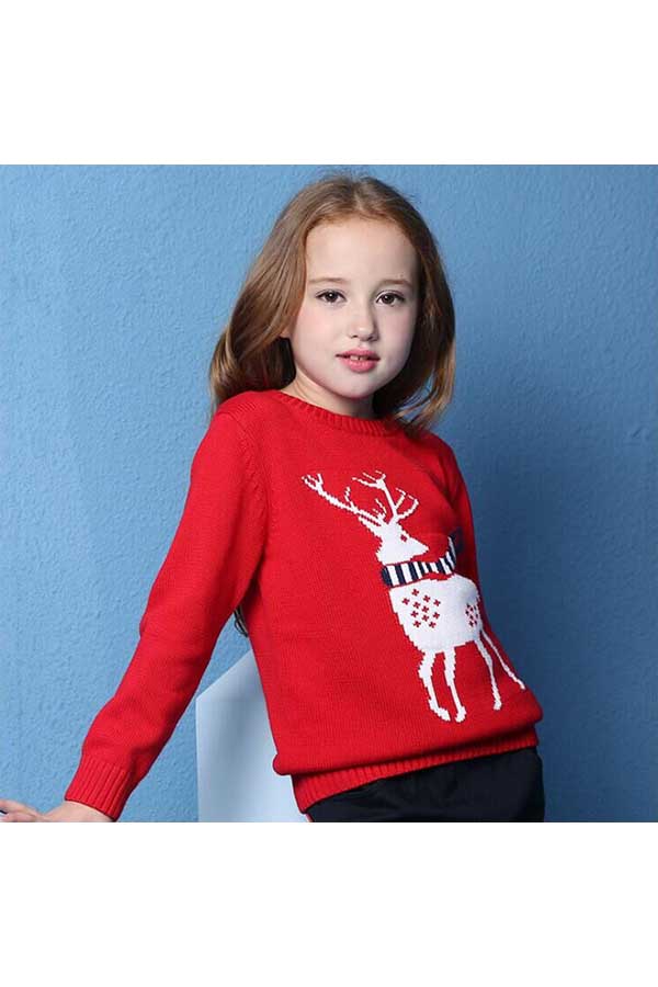 Christmas Ugly Red Sweater For Kids Reindeer Jumper
