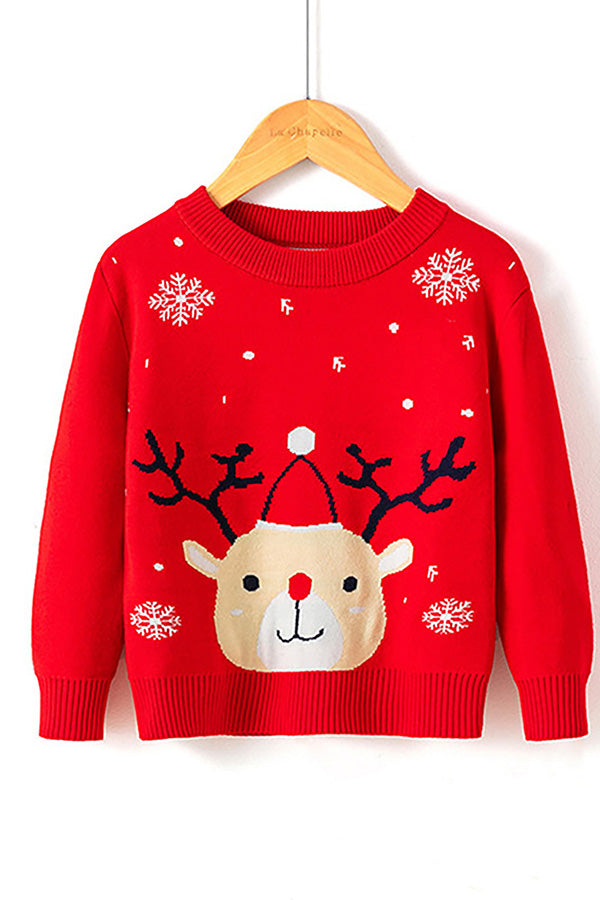 Kids Christmas Jumpers Reindeer Cute Sweater