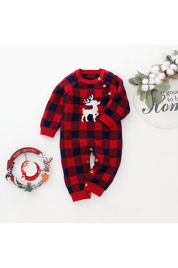 Long Sleeve Reindeer Christmas Infant Jumpsuit