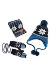 Children Winter Warm Hat Scarf Gloves Set Blue