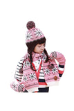 Kids Christmas Knit Hat Scarf And Gloves Set Pink