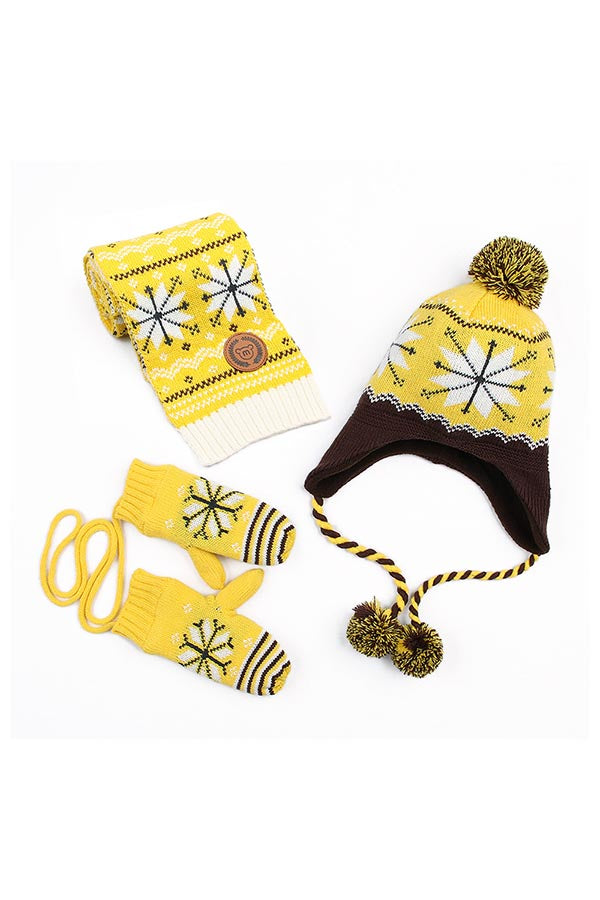 Children Christmas Knitted Beanie Gloves And Scarf Set