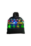 Christmas Tree Print Light Up Christmas Beanie Black
