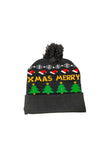 Bonnet de Noël Lumineux Imprimé Sapin de Noël Noir
