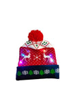 Christmas Reindeer Print Light Up Beanies Dark Green