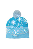 Snowflake Print Knit Hat With Led Lights Light Blue