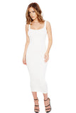 Womens Slimming Plain Sleeveless Tank Dress White